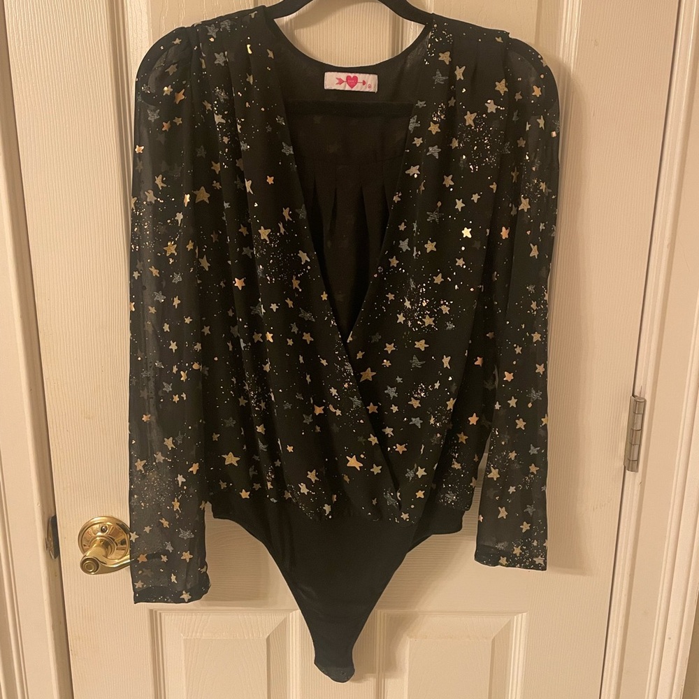 Love Black Starry Bodysuit